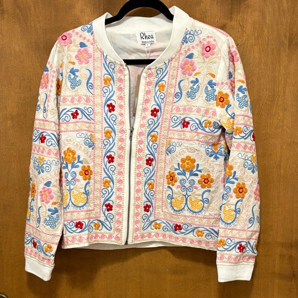 56. Rhea Women's Floral Embroidered Jacket - Multicolor